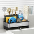 Nacial Kitchen Sink Organizer, Sink Caddy with Sponge & Tall Brush Holder | 304 Stainless Steel Kitchen Countertop Organizer with Double-Bar Towel Holder, Stores Sponge, Brush, Towel & Sink Essentials by NacialPromise-Consumersfirstalways