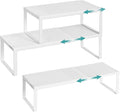 SONGMICS Spice Rack, Expandable Kitchen Countertop Shelf, Steel | Set of 3 small cupboard organizers, space-saving tabletop shelves, Matte White, UKCS403WC01 by Unknown