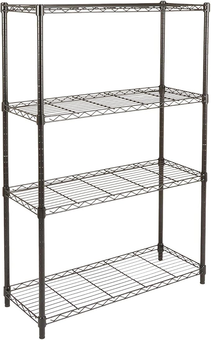 Amazon Basics 4-Shelf Adjustable Heavy Duty Steel Wire Rack Storage Shelving, Sturdy Garage Shelving, 350 lbs Capacity Per Shelf, Easy No-Tool Assembly, 36" x 14" x 54", Black by AmazonBasics