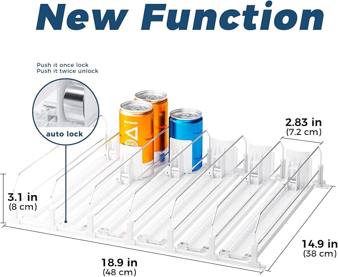 Puricon Drink Organizer for Fridge, Soda Can Organizer -6 Rows, White | Self-Pushing Spring-Loaded Drink Dispenser for Refrigerator, Holds Soda, Beer & Water Bottles Neatly in Rows - Image 6