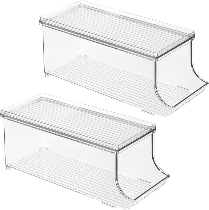iDesign Soda Can Organizer with Lid, Set of 2, Clear | For Pantry or Refrigerator, Made in USA - Image 9