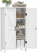 Homleke 43.3" H Farmhouse Bathroom Storage Cabinet with Adjustable Shelves | Freestanding Storage Cabinet with Barn Doors for Bathroom, Kitchen, Living Room, Dining Room & Entryway, White by Homleke