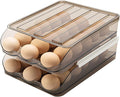 Egg Holder for Refrigerator Auto Scrolling Organizer Plastic Stackable Storage Container Reusable Clear Tray Box Basket Bin Lid Drawer Carrier Keeper(2 Layer) by memeyou