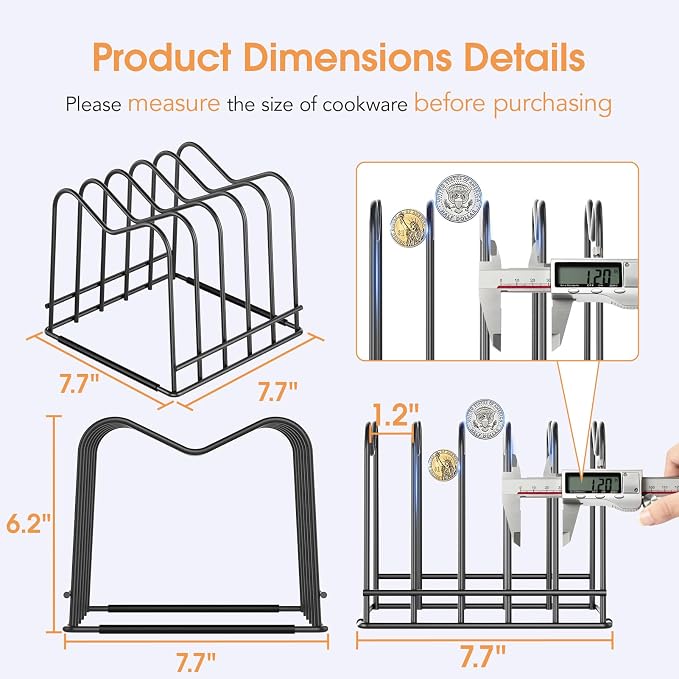 2 PC 5mm Wire Cutting Board Organizer Holder Stand for Cabinet | Full silicone strip, no slipping or scratches, 1.2" slot spacing, Holds cutting boards, sheet pans, skillets inside Cabinet - Image 4