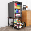 SpaceAid Mini Fridge Stand with Storage, 19.7" W x 19.7" D Heavy Duty Mobile Refrigerator Shelf Stand Table with Wheels, Fridge Cart Organizer with Drawer Basket for Home Dorm Office (Brown Wood) by SpaceAid