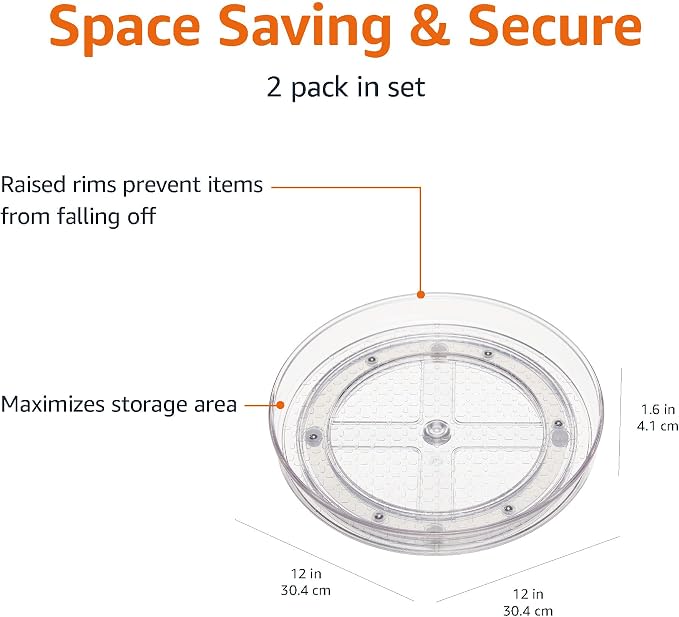 Amazon Basics Clear Lazy Susan Turntable Organizer for Organization, 12-Inch (Pack of 8) - Image 3