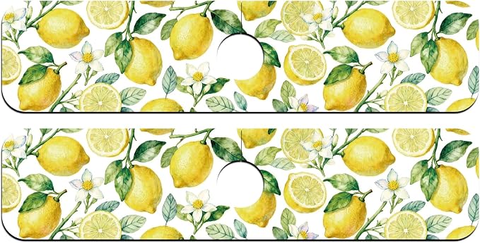 2 Pcs Kitchen Sink Splash Guard Faucet Mat Lemon Pattern Faucet Mat for Sinks Fruit Absorbing Drying Mat for Kitchen Bathroom, 23.6x5.5inch - Image 8