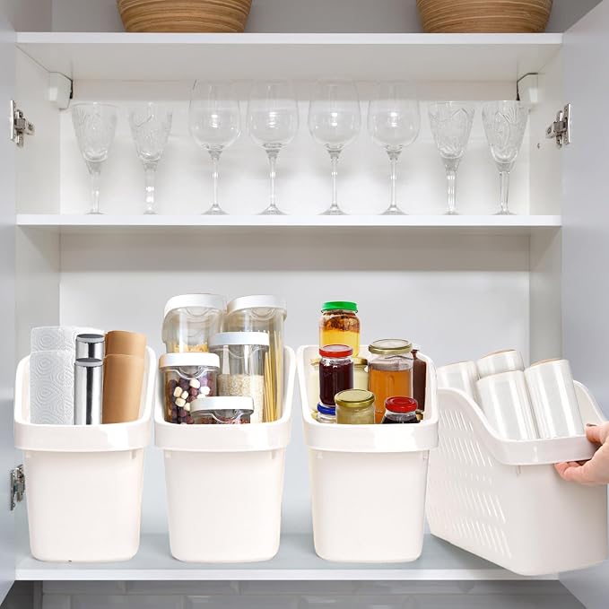 Coloch 4 Pack Plastic Under Sink Organizer with Wheels, Roll Out Bottle Organization Bins Narrow Kitchen Cabinet Organizers Multifunctional Plastic Organizer Basket for Under Sink, Kitchen, Bathroom - Image 8