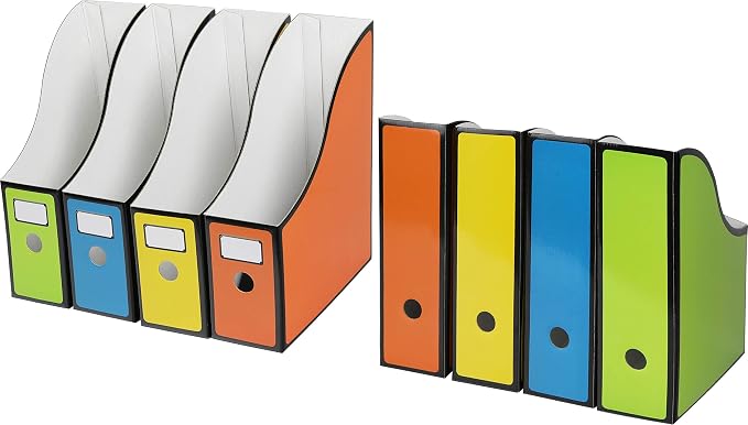 Simple Houseware 12-Pack Magazine File Holder Box, Foldable Cardboard Organizer with Label Slot, Multicolor | Foldable Box Organizer with Label Slot - Image 3