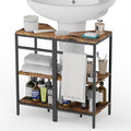 CADUKE Pedestal Sink Storage, 2 Pack Bathroom Under Vanity Storage Shelf | Under Sink Organizer Shelf, Bathroom Organizers Rack Stand, 3 Tier Wooden Corner Shelves, For Small Space, Rustic Brown by CADUKE
