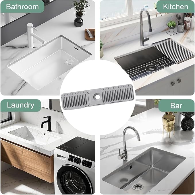 24 Inch Upgraded Draining Mat Folding Faucet Mat for kitchen sink Faucet Draining Mat with Button Lock Silicone Splash Guard faucet Pad for Kitchen Bathroom Bar(Grey) - Image 7