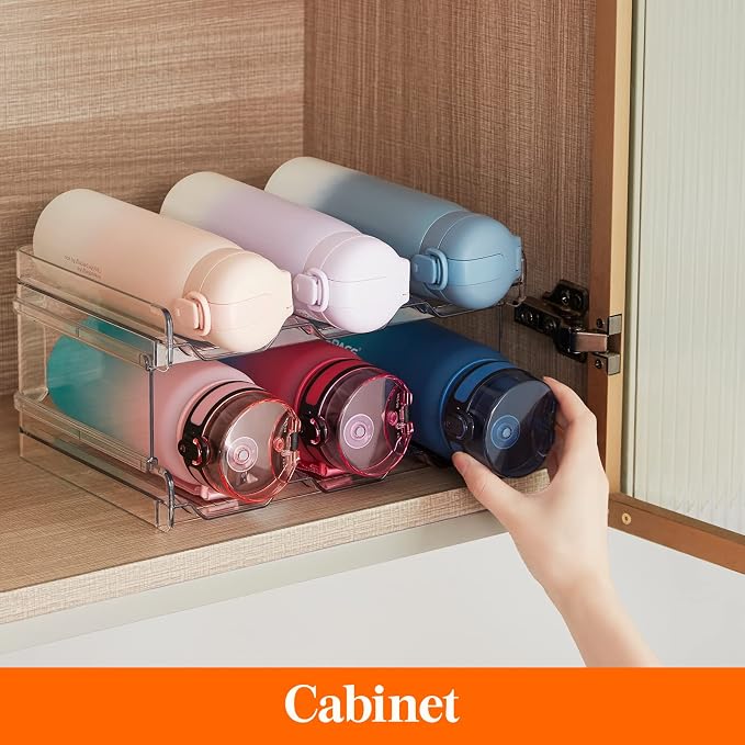 Lifewit 2 Tier Stackable Water Bottle Organizer for Cabinet, Plastic Bottle Holder Fits 6 Bottles/Tumblers up to 3.8" Diameter for Pantry/Countertop/Cupboard, 28 x 19 x 15 cm/11 x 7.5 x 5.7" - Image 5