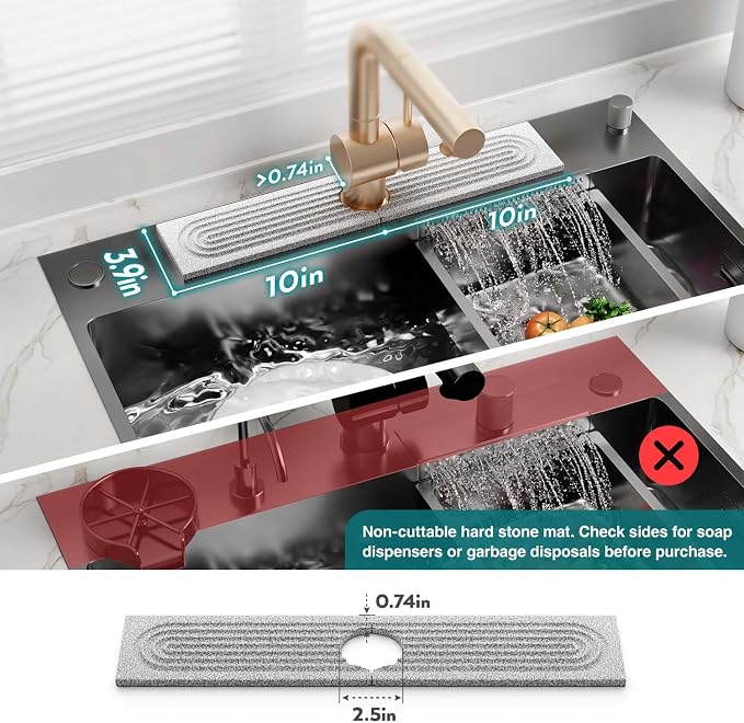 Stone Faucet Mat for Kitchen Sink, Diatomite Stone Drying Mat for Kitchen Counter, 2026 Upgraded Dishwasher-Safe & Ultra Absorbent, Food-Grade Stone Dish Drying Mat for Bottles & Utensils (20" x 3.9") - Image 3