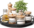 Optish 10" Elegant Lazy Susan, Non-Skid Turntable Spice Organizer, Black | 360° Smooth Rotation, Clear Design, Tall Raised Edge, Easy Access, Load 15 lbs, for Spices, Cabinet, Pantry, Fridge, kitchen by Optish