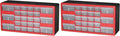 Akro-Mils 26-Drawer Plastic Drawer Storage Cabinet for Garage Organization, Bead Organizer, Building Bricks Storage, Teacher Toolbox, Makeup Organizer, 20-Inch W x 6-Inch D x 10-Inch H, 10126 Red by Akro-Mils
