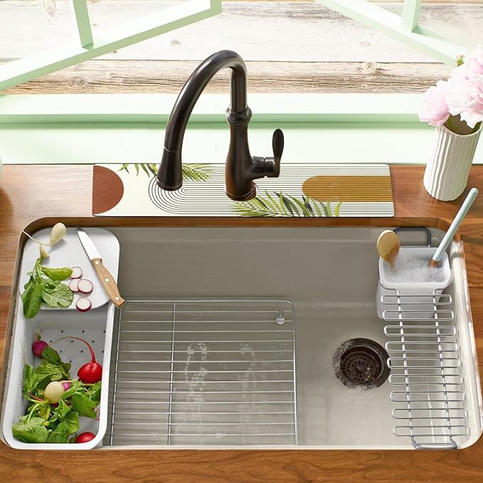 Sink Faucet Absorbing Mat, 2 Pack Drying Mat Around Faucet Sink Splash Guard Behind Faucet Sinkmat For Kitchen Bathroom Island Rv 24 * 5.5 Inch (60 * 14 cm) - Image 6