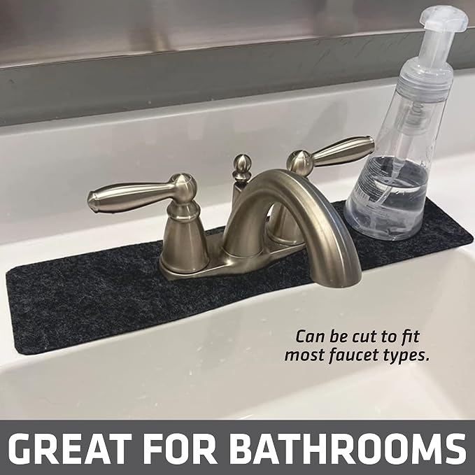 Drymate Faucet Splash Guard Mat for Kitchen & Bathroom Sink, Thin Countertop Drip Protector Drying Pad, Absorbent, Waterproof, Washable (USA Made) (18" W x 4.33" L x 0.13" H With Pre-Cut 2.5" Hole) - Image 5