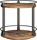 Lazy Susan Organizer, Rotating Spice Rack, 2 Tier Spice Turntable Organizer, Industrial Turntable Spice Holder, for Kitchen Countertop and Cabinet, Compact and Versatile, Rustic Brown SR22BR by Yatiney
