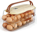 Egg Holder For Fridge, Egg Container for Refrigerator,Double Column | With Lid And Handle, BPA-Free Detachable Tray, Timer Tracker, Automatic Rolling for Kitchen, Outdoor by Unknown