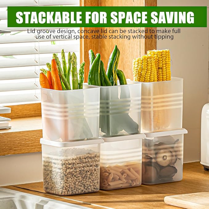 6 Pack Refrigerator Organizer Box with Lid, Plastic Refrigerator Side Door Storage Containers, Space-Saving Organizer Bins for Refrige, Refrige Drawers for Fruit and Vegetable (Clear, S-6) - Image 5