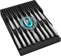 Lifewit Magnetic Drawer Knife Organizers Insert Pastic for 16 Knives, Black | Kitchen Plastic In Drawer Knife Block Slots, Steak Chefs Knives Holder Storage for 16 Knives and 1 Sharpening Steel 16.5" by Lifewit