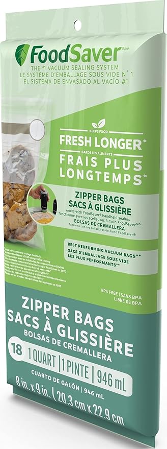 FoodSaver 1-Quart BPA-Free Multilayer Construction Vacuum Zipper Bags by Unknown