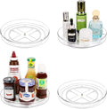 Guzon 4 Pack Lazy Susan Turntable, 9 Inch Rotating Organizer with Handles | Pantry Organizers and Storage, Clear BPA-Free Spice Rack for Cabinet, Kitchen, Refrigerator, Table Top, Pantry, Countertop by Guzon