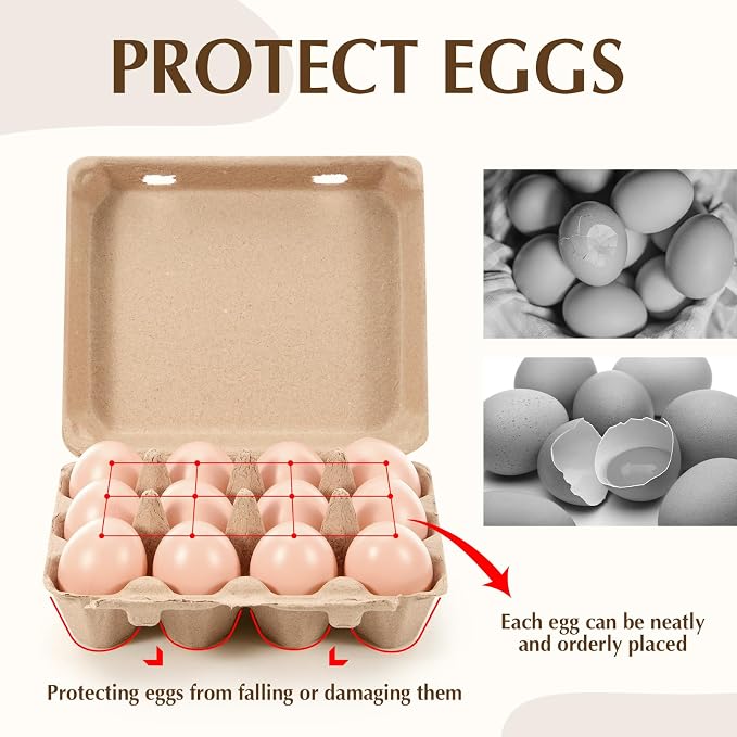 72 Pack Egg Cartons Bulk 3x4 12-Egg Paper Pulp with Label Cards | Empty Holders for Farm Fresh Produce, Vintage Style, Instruction Cards Jute Rope, Supermarkets Kitchen, Blank Customizable - Image 4