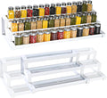 3-Tier Spice Rack Organizer for Kitchen Cabinet or Pantry, 16"-29" Expandable Spice Organization Shelf, Seasoning Organizer, Metal Display Shelf, Slip-Resistant Design for Jars and Bottles, White by GOENDR