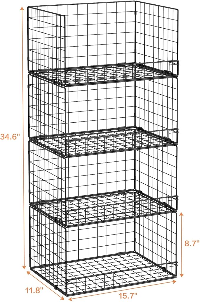 Yociyoga 4-Tier Stackable Closet Organizers and Storage Shelves, Foldable Closet Shelf Organizer, Black(Patent Protection)(Patent No. 30022416) - Image 9