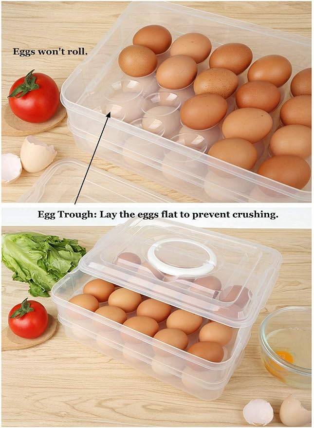 Deviled Egg Containers with Lid, Portable Egg Carrier Tray | 2-Layer, 40 eggs, Stackable Storage Holder with Handle for Refrigerator for Camping, Party, Travel - Image 6