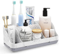 Bathroom Counter Organizer and Storage, 7 Slots Detachable Toothbrush Holders for Bathrooms, Anti-Slip Electric Toothbrush and Toothpaste Holder Countertop by Homtalker