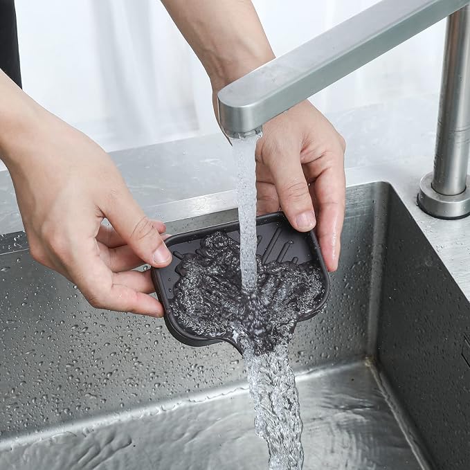 MicoYang Silicone Soap Dish with Drain Spout, Self-Draining Sink Organizer Tray for Bathroom and Kitchen, Sponges, Dispensers and Soap Holder, Non-Slip and Dishwasher Safe, Coffee (Compact, 4.9"×3.2") - Image 9