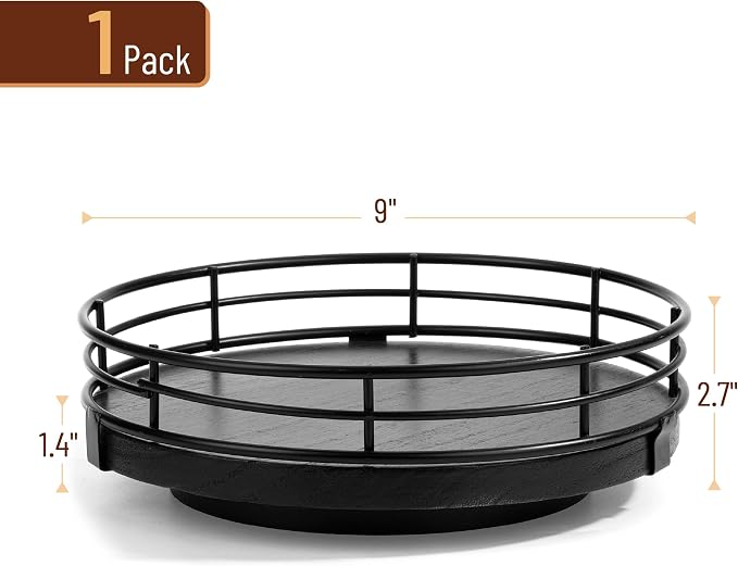 BAMBOO LAND- Lazy Susan Turntable Organizer, 9", Black, Lazy Susan for Table Top - Image 2