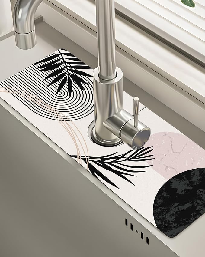 Patterned Sink Faucet Mat Kitchen Splash Guard Super Absorbent Drying Mat, Non-Slip Drain Pad for Kitchen Counter or Bathroom-15x5.5in by BnhjsdwTablecloth