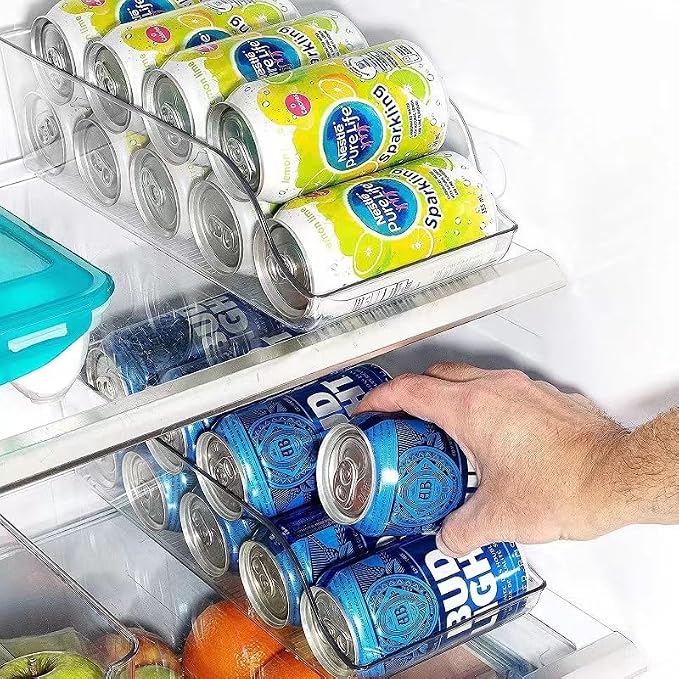 Space-Saving Stacking Can Dispensers， Stackable Beverage Drink Soda Can Dispenser Organizer Holder for Refrigerator Cabinet Pantry Storage Sack Canning Racks,2 Pack - Image 4