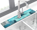 Kitchen Sink Splash Guard Faucet Mat Super Absorbent Fast Drying Mat Sink Gadgets Splash Guard Behind Faucet Drip Catcher for Kitchen (Blue, 23.5x5.5in) by THIDEAPE