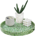 12.5" Lazy Susan for Table Top – Mother of Pearl Spinning Turntable Serving Tray, Marble Lazy Susan Organizer for Dining Table Centerpiece, Kitchen Island Decor, Bathroom Counter, Outdoor Use (Green) by TerrekraftMakeLuxuryTraysAffordable