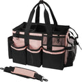 SCAVATA Wearable Cleaning Caddy, Cleaning Caddy Supplies Organizer with Handle & Shoulder Straps for Housekeepers, Under Sink & Car Cleaning Tool Organizers Bag with 4 Foldable Divider (Pink) by Tidyyourlife
