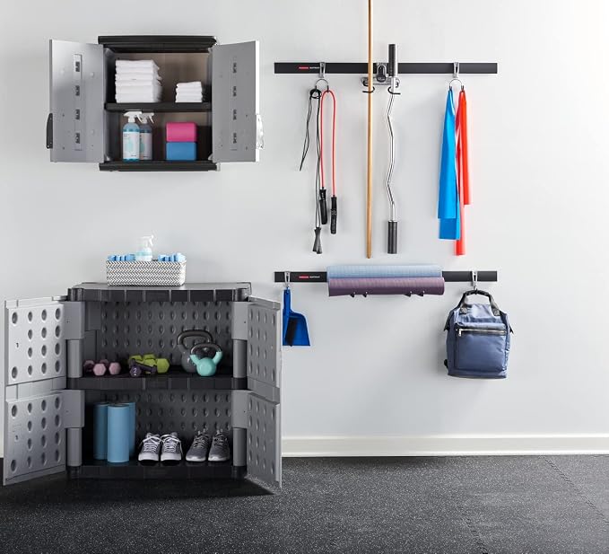 Rubbermaid Freestanding Storage Cabinet with Doors 18"D x 36"W x 37"H Medium Gray/Black Two-Shelf Lockable Cabinet for Indoor/Outdoor/Garage Storage for Garden Tools/Lawn Care Accessories - Image 17