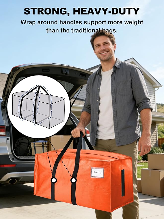 HOMESURE Supports 200lbs Heavy Duty Moving Bags - Strong Zipper & Wrap-Around Handles - Water-Resistant Storage Totes, Durable Alternative to Moving Boxes- 40 Pack -Multi-Color System for Easy Sorting - Image 2