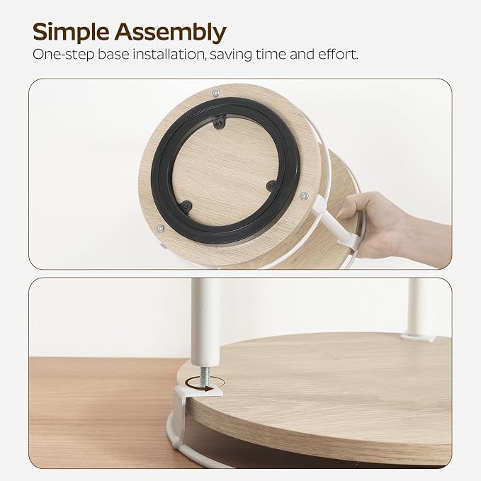 Lazy Susan Organizer, Rotating Spice Rack, 2 Tier Spice Turntable Organizer, Industrial Turntable Spice Holder, for Kitchen Countertop, Compact and Versatile, White and Light Oak SR22WG - Image 5