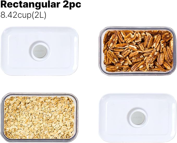 VAKUEN Premium Airtight Food Storage Containers, Rectangular 2PC-SET(2.11qt), Smart One-Click Seal Lid, 100% Leak Proof, Keep Food Fresh Longer, BPA-FREE, Dishwasher/Freezer & Microwave Safe - Image 2