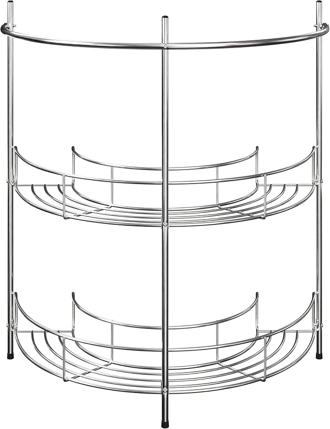 Lavish Home Pedestal Sink Organizer, Silver, 21.25” x 11” x 23.25” | Compact Under the Sink Rack with 2 Storage Shelves and Towel Holder, Space Saving Bathroom Storage - Image 5