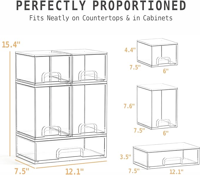 Baby Bottle Organizer, 5-Tier Stackable Acrylic Storage Drawers | Large Capacity Countertop Organizer for Baby Bottles, Pump Parts, Kitchen, Pantry, Bathroom, Undersink, Cabinet & Vanity - Image 2
