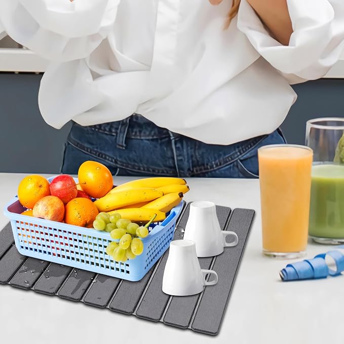 Large Diatomite Kitchen Counter Drying Mat – 24”x16”, Aesthetic Stone Mat for Dishes, Roll-Up Space-Saving & Quick-Drying Stone Rack - Image 2