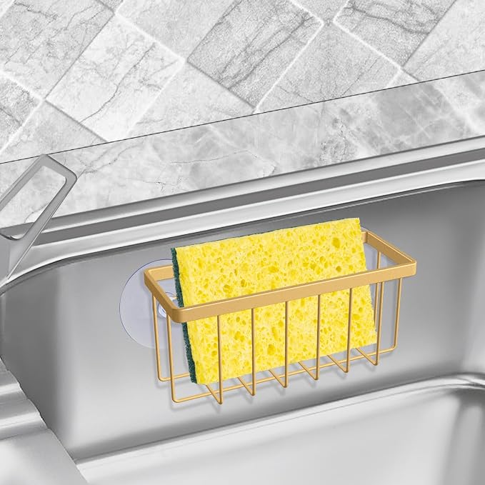SHFKS Sponge Holder for Kitchen Sink,Gold Sponge Holder,Kitchen Sink Caddy (Gold) - Image 4