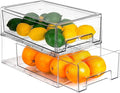 bealy 2 Pack Stackable Clear Drawer Organizer, Large Pull Out Fridge Organizers and Storage Container, Refrigerator Organizers and Storage for Fruit, Produce, Vegetables, Drinks, Snack and Food by bealy
