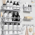 Shower Caddy Adhesive, Rustproof Shower Organizer with Soap Holder, Large Capacity Shower Shelves for Inside Shower, No Drilling Bathroom Organizers and Storage for Home Decor（6 Pack Silver） by YASONIC