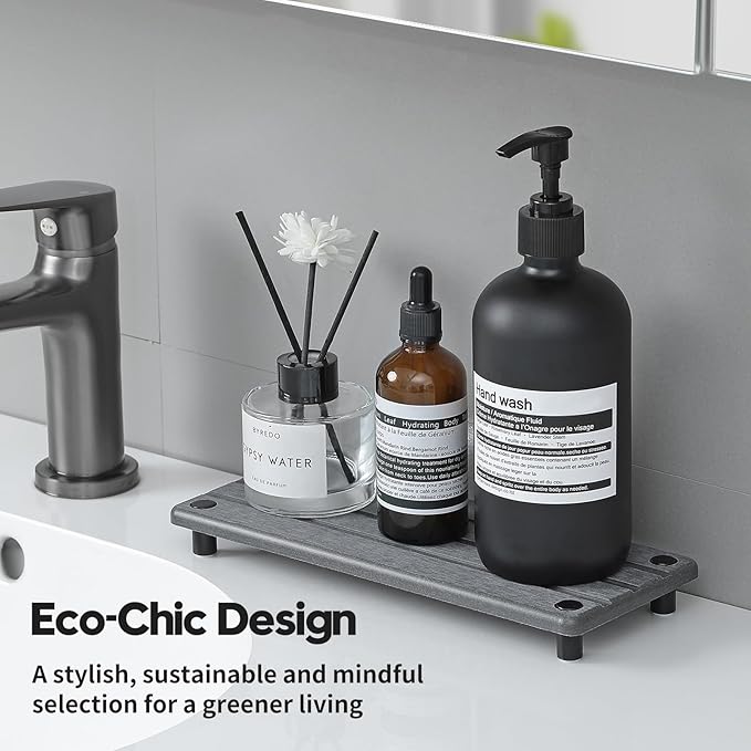 Sink Caddy Kitchen Sink Organizer, Water Absorbing Stone Tray for Sink,Diatomite Bathroom Counter Tray,Faucet Drying Mat Protector Coaster Soap Dish Rack Riser Vanity Dispenser Sponge Holder,10" x 4" - Image 4